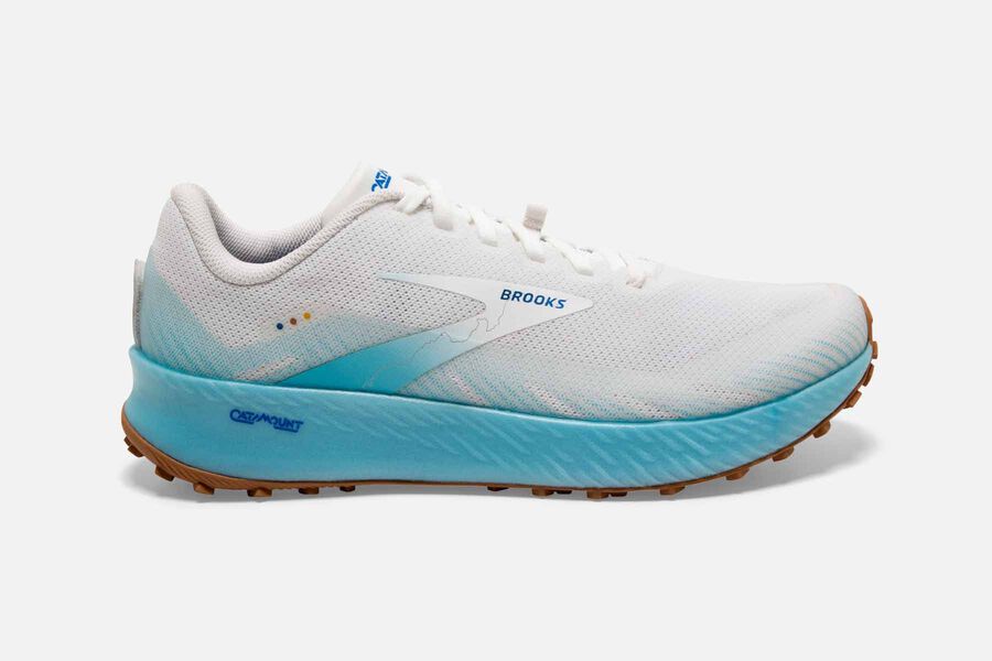 Brooks Catamount Trail Running Shoes Mens White/Blue 395641-KIE